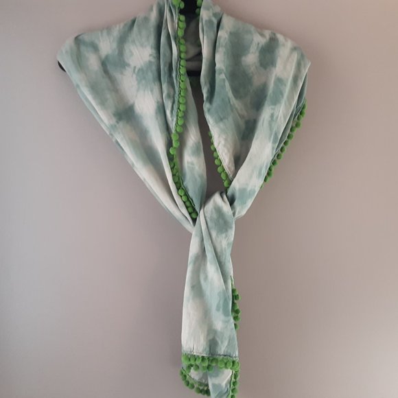 Natural Life Cotton Tie Dye Pom Pom Oblong Scarf - Picture 2 of 10